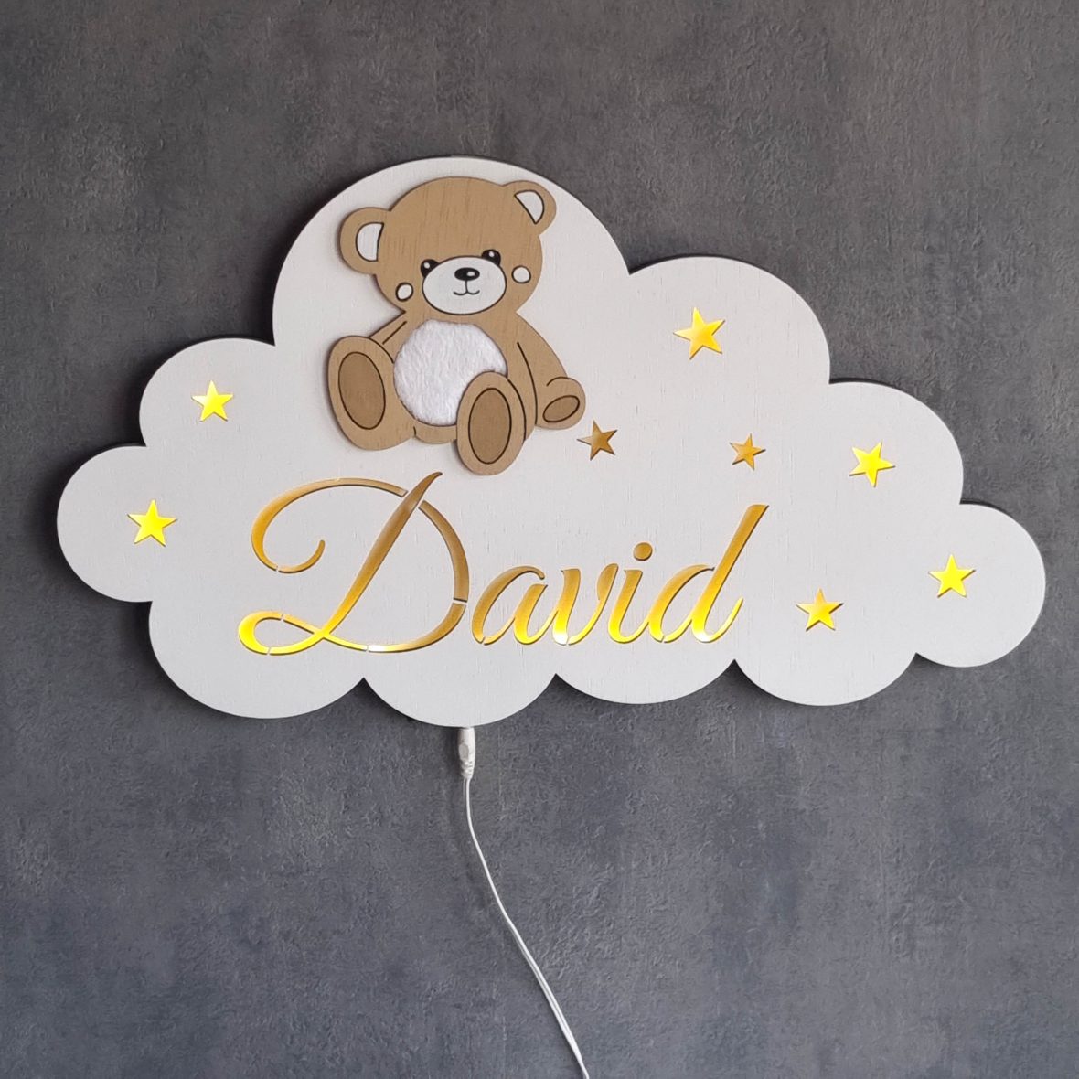 Lampa de veghe personalizata ursulet cu burtica pufoasa