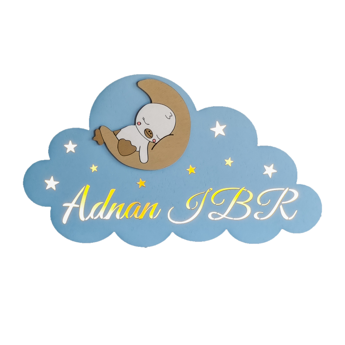 Lampa veghe bebe cu ratusca pe luna albastru-bej