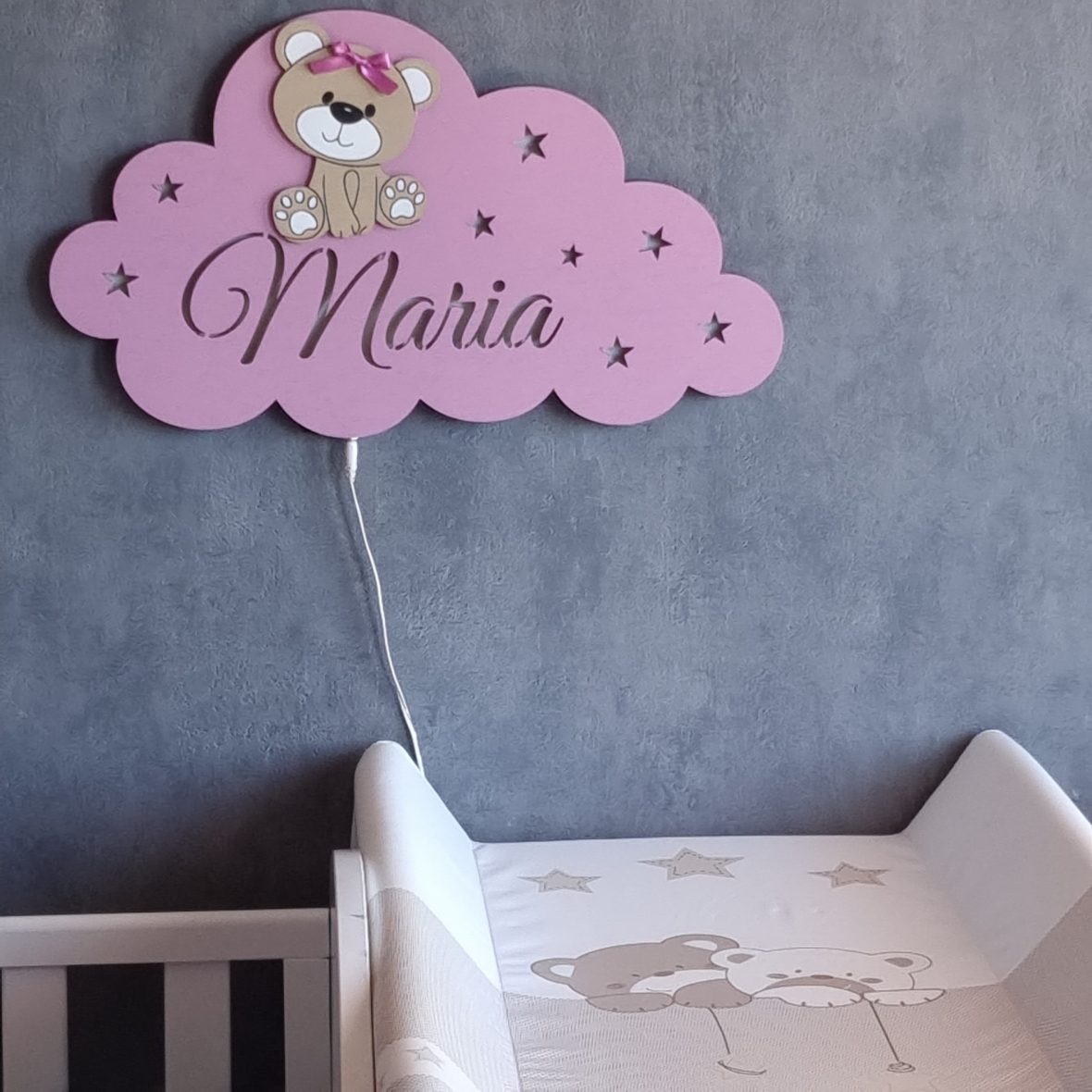 Lampa de veghe cu ursulet cu fundita – old lila
