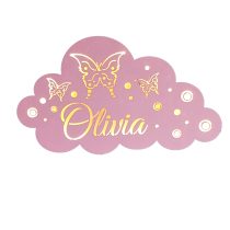 Lampa veghe personalizata cu nume si fluturasi - old lila