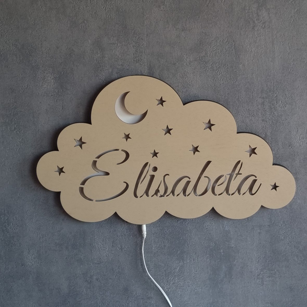 Lampa veghe norisor bej, personalizata cu nume