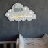 Lampa de veghe baieti dinozaur pe nor - gri cu verde menta