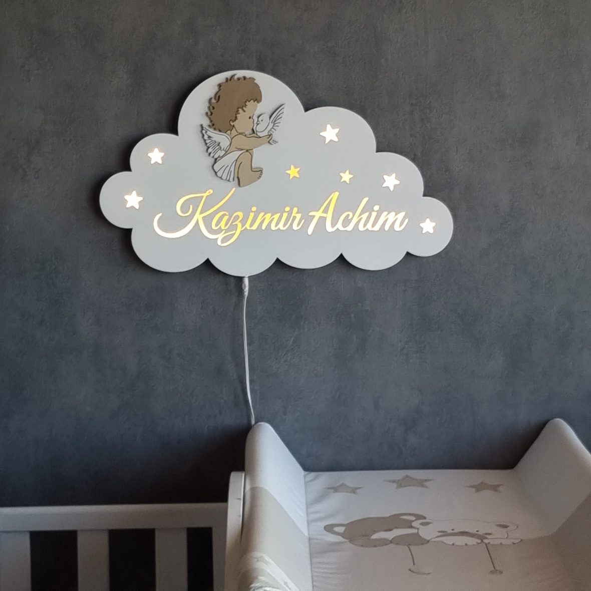 Lampa de veghe bebe cu ingeras pe nor