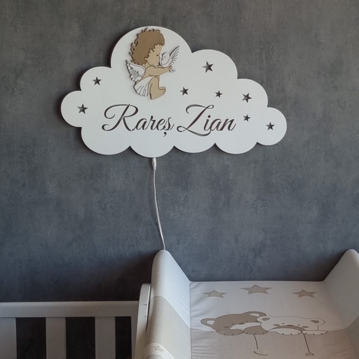 Lampa de veghe bebe cu ingeras pe nor