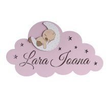 Lampa veghe bebe cu ratusca pe luna roz pal