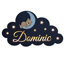 Lampa de veghe bebe ursulet pe luna - navy blue