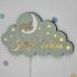 Lampa de veghe personalizata cu nume si ursulet pe luna - verde oliv