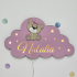Lampa bebe personalizata cu ursulet cu fundita - plamaniu
