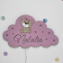 Lampa bebe personalizata cu ursulet cu fundita - plamaniu