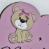 Lampa bebe personalizata cu ursulet cu fundita - plamaniu