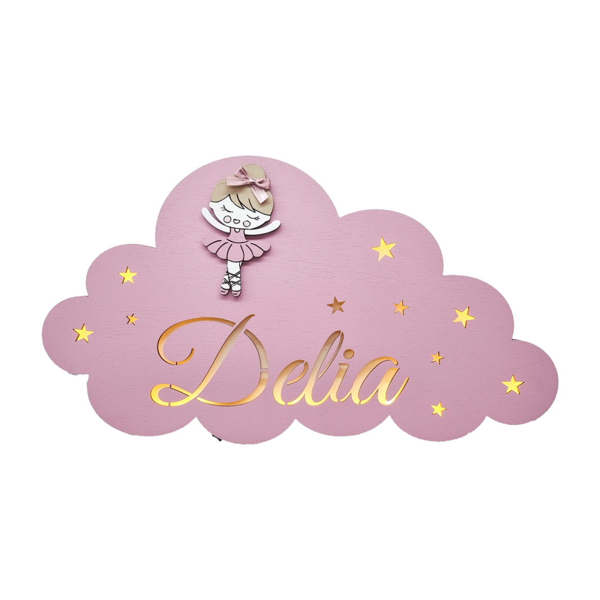 Lampa bebe personalizata cu balerina plamaniu