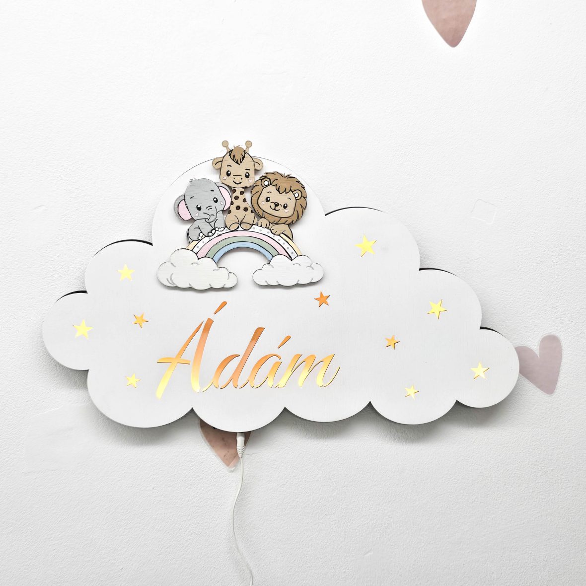 Lampă de veghe personalizata cu nume si animalute safari