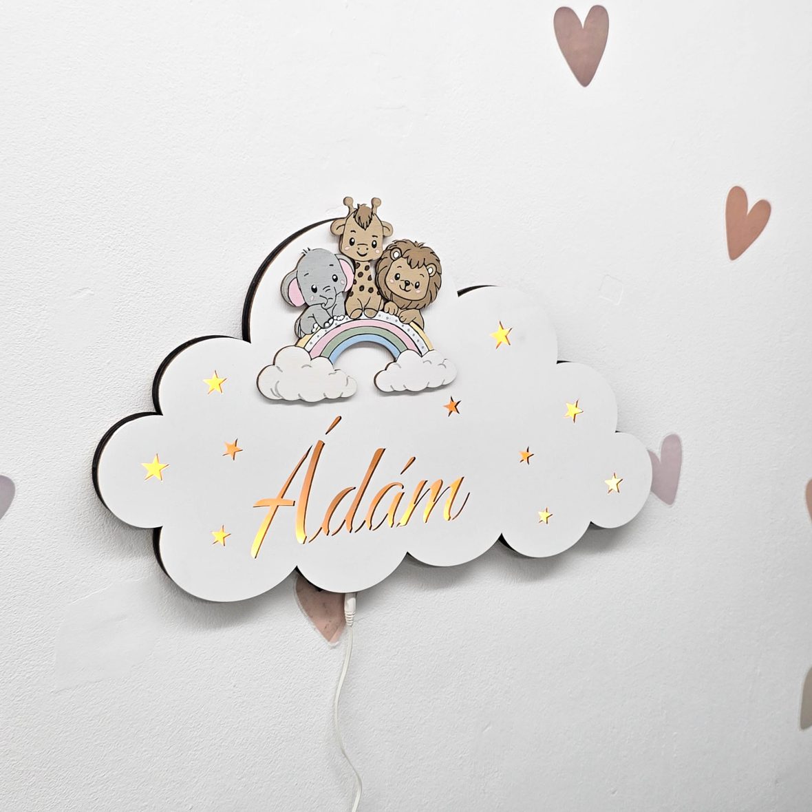 Lampă de veghe personalizata cu nume si animalute safari