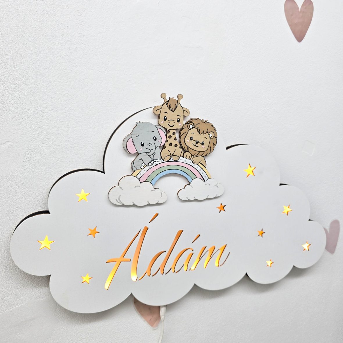 Lampă de veghe personalizata cu nume si animalute safari