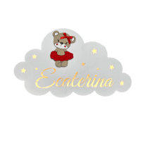 Lampa de veghe cu ursulet in fustita rosie