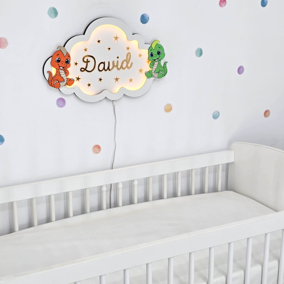 Lampa de veghe cu doi Dino portocaliu-verde