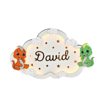 Lampa de veghe cu doi Dino portocaliu-verde