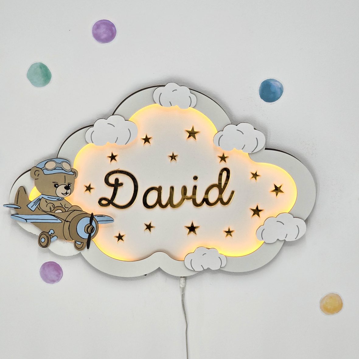 Lampa de veghe cu ursulet aviator