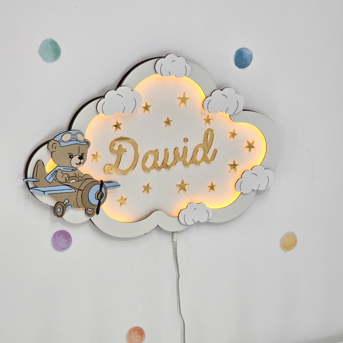 Lampa de veghe cu ursulet aviator