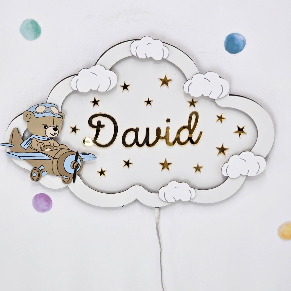 Lampa de veghe cu ursulet aviator